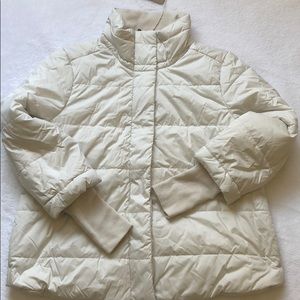 PRANA LILY PUFFER JACKET, SZ L WHITE WOMENS